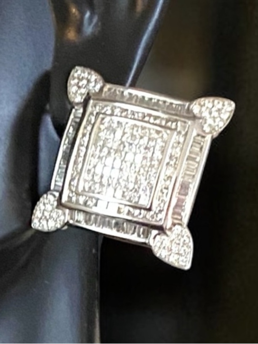 GORGEOUS Estate 14k White Gold 4 CTW VS Diamond HUGE Omega Statement Earrings!